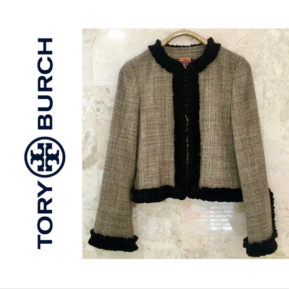 tory burch tweed trim cardigan